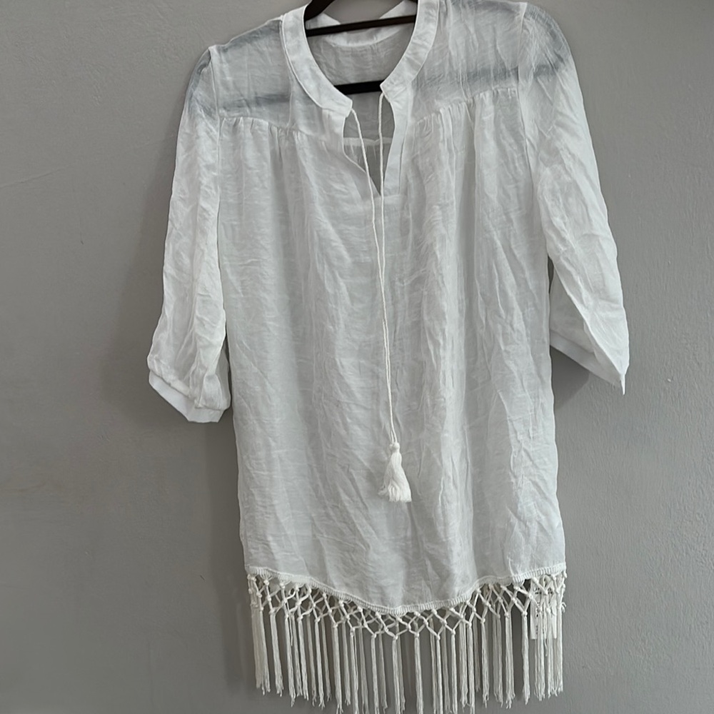 Cupshe White Tassel Women's cover up